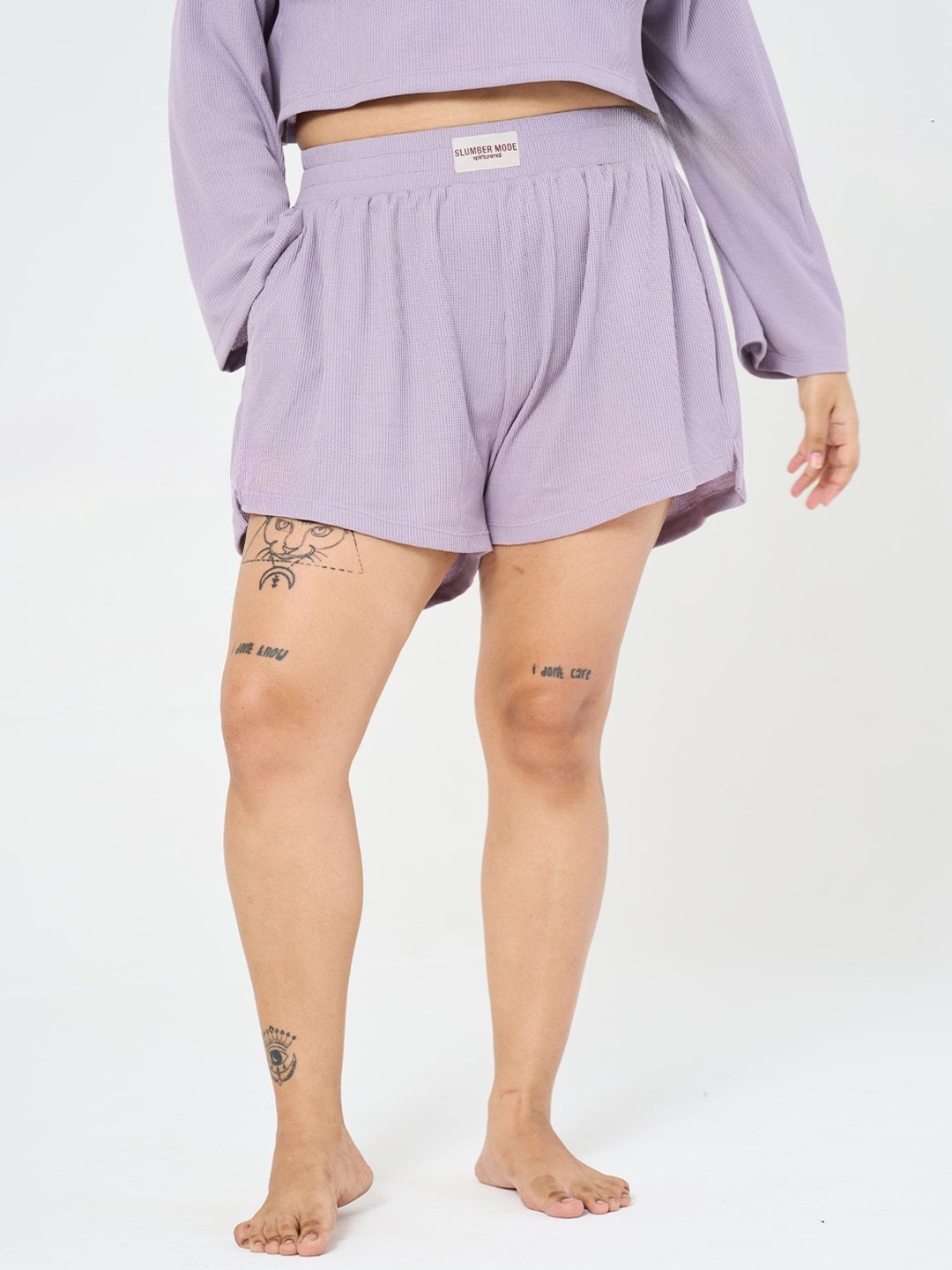 

SPIRIT ANIMAL Women Mid-Rise Slip-On Lounge Shorts, Purple