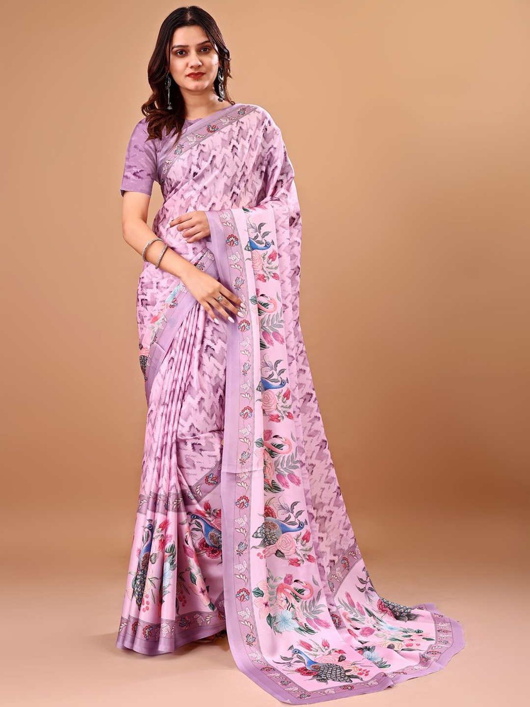 

Avyay Creation Printed Georgette Saree, Violet