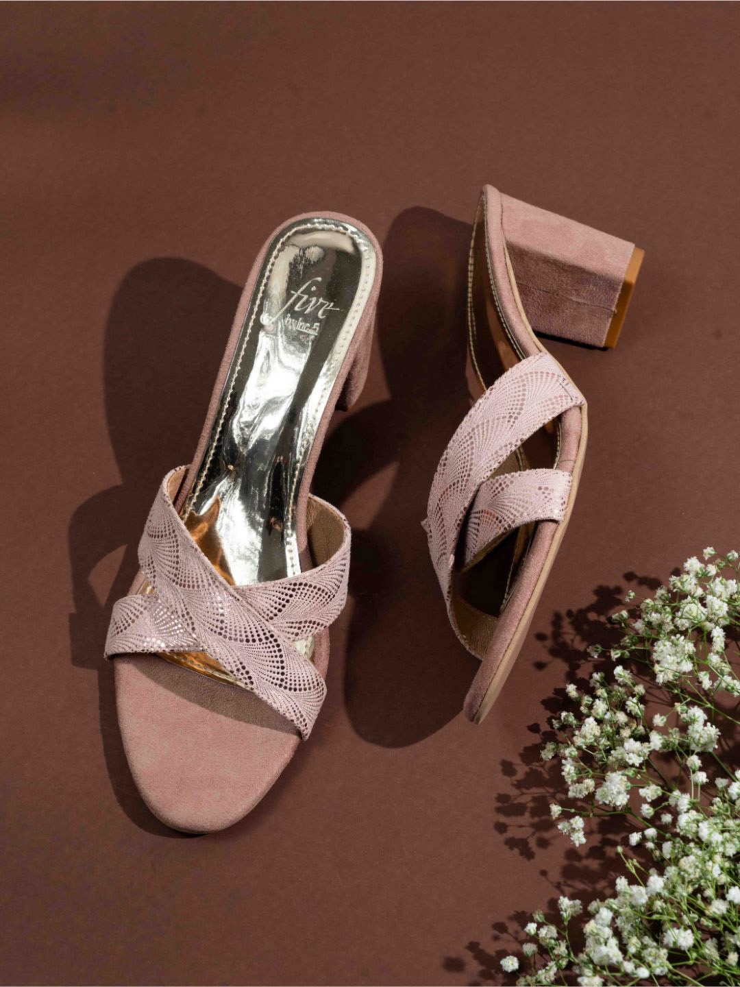 

Inc 5 Party Wear Solid Block Heel Sandals, Rose gold