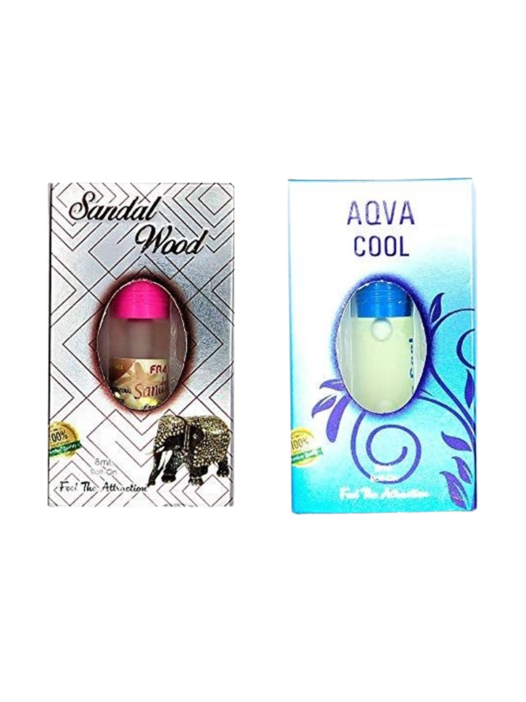 

RAVIOUR LIFESTYLE Set Of 2 Aqua Cool & Sandal Wood Attar - 8 ml Each, Transparent