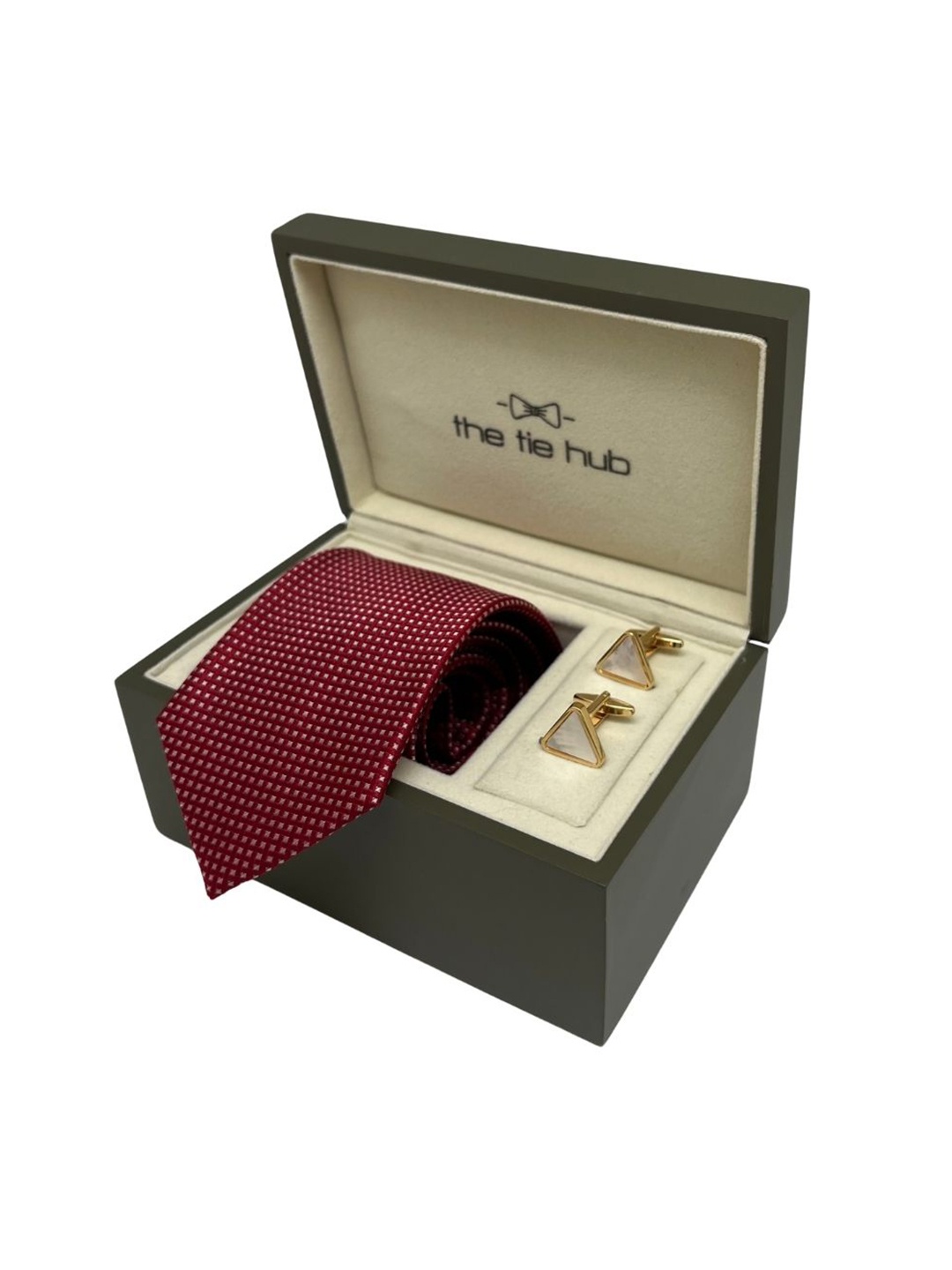 

The Tie Hub Men Necktie and Cufflinks Accessory Gift Set, Maroon