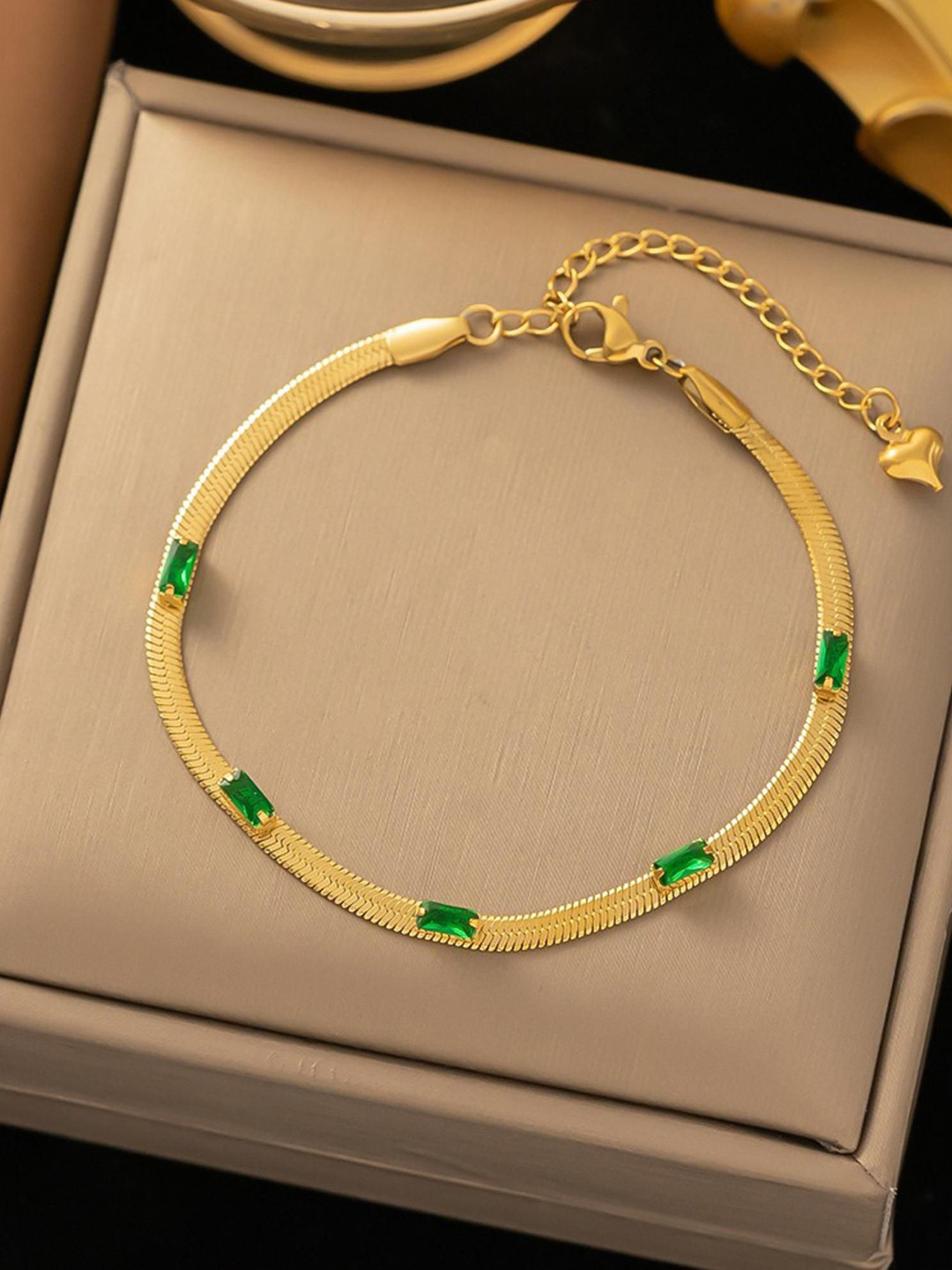 

MYKI Gold-Plated Stone Studded Stainless Steel Wraparound Bracelet