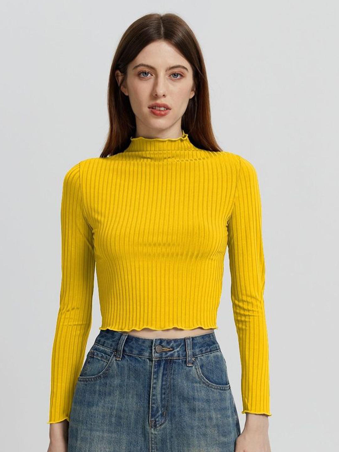 

LULU & SKY Striped High Neck Top, Yellow