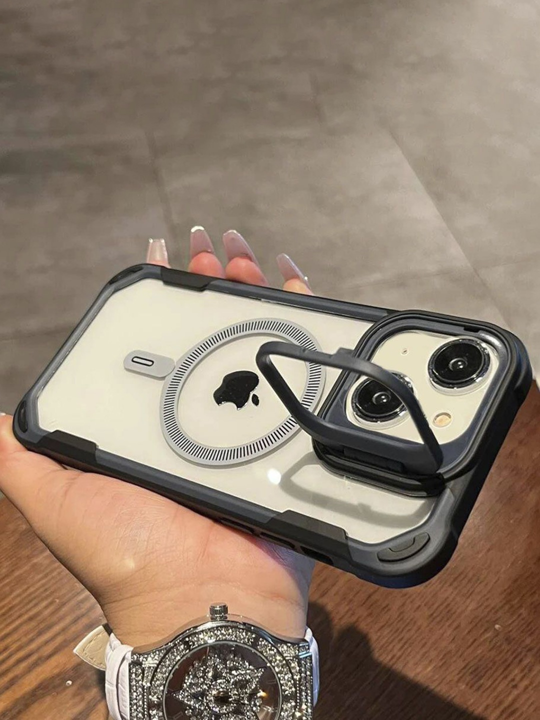 

Luxury Kase Solid Printed iPhone 13 Back Case Mobile Accessories, Black