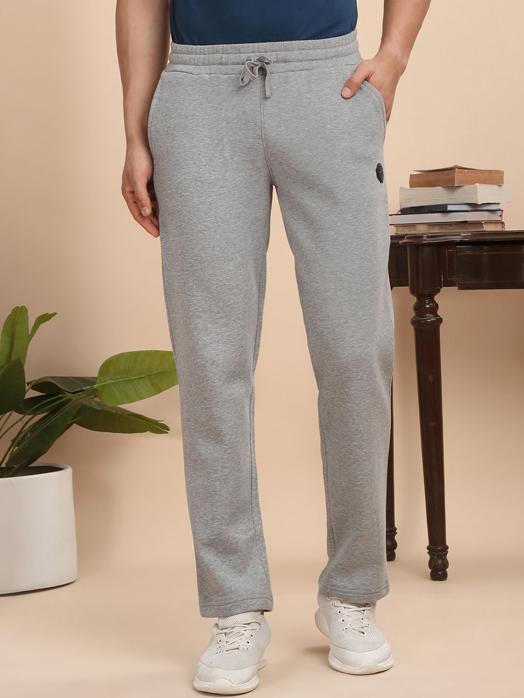 

Sweet Dreams Men Cotton Mid-Rise Track Pants, Grey melange