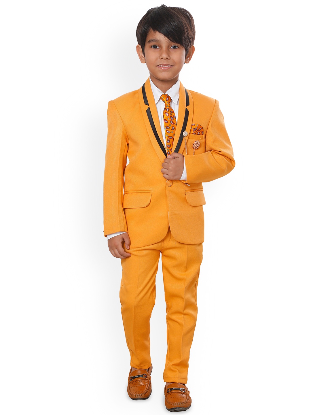 

BAESD Boys 5 Piece Single-Breasted Suit, Mustard
