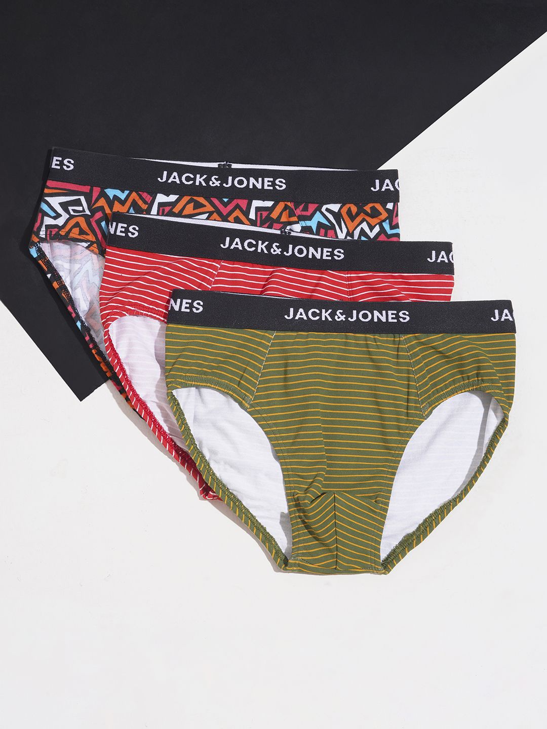 

Jack & Jones Junior Boys Pack Of 3 Cotton Printed Basic Briefs, Green