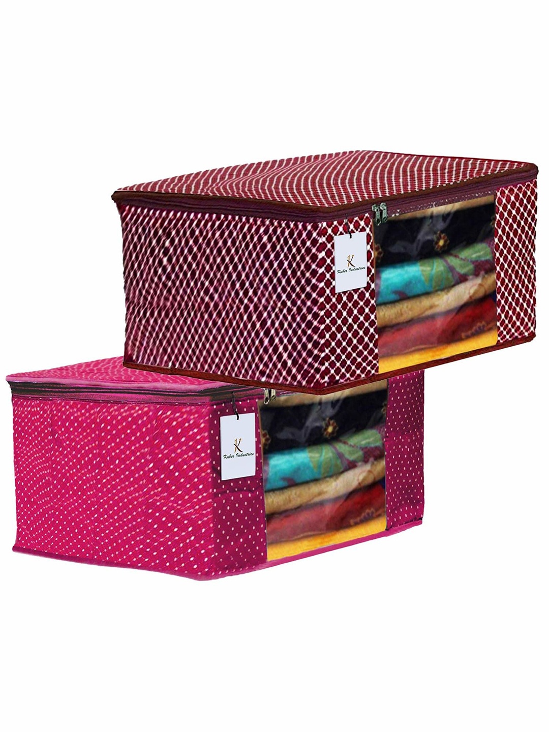 

Kuber Industries Maroon 2 Pieces Cotton Multi-Utility Organisers