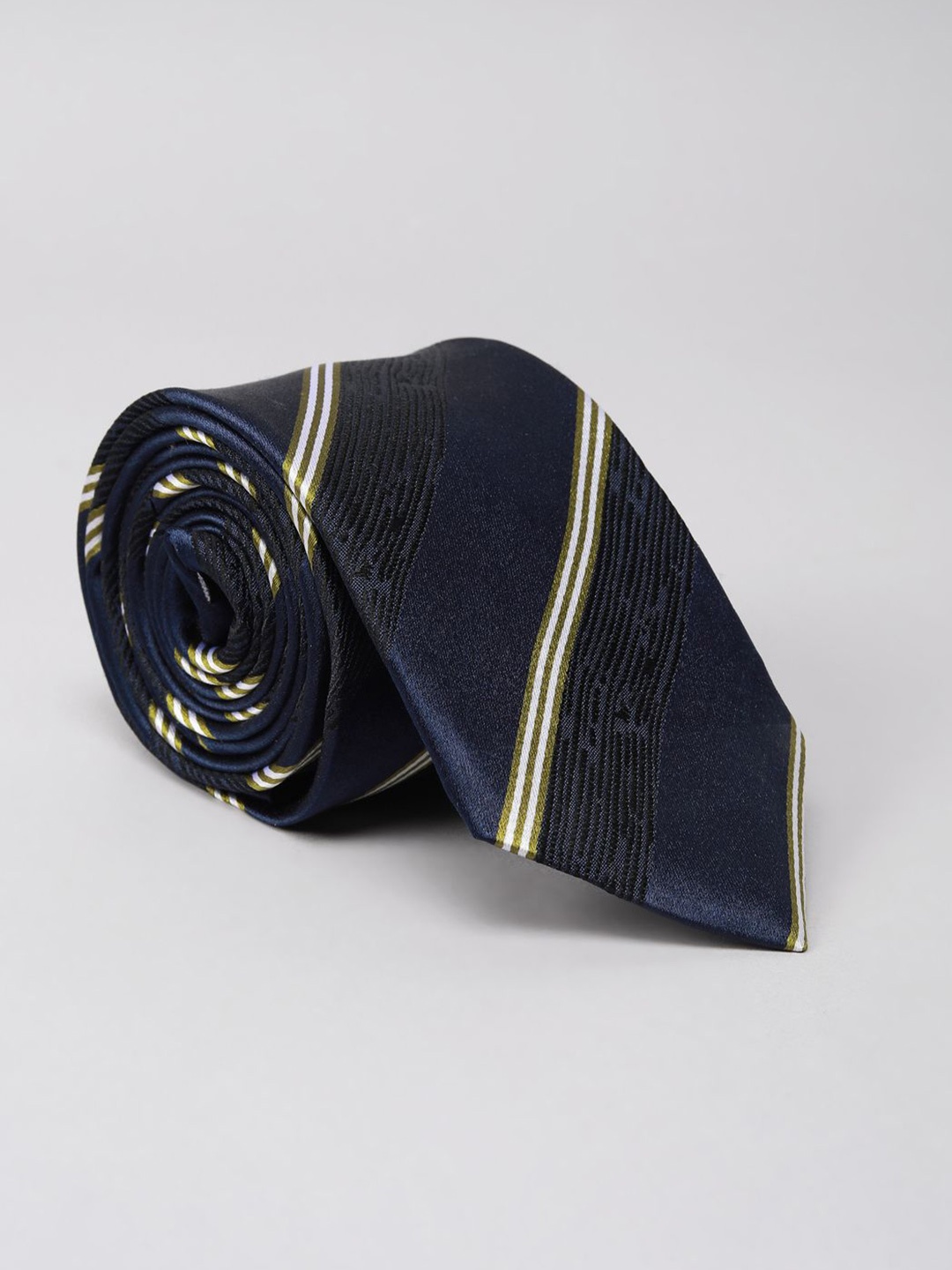 

Peter England Men Striped Broad Tie, Navy blue