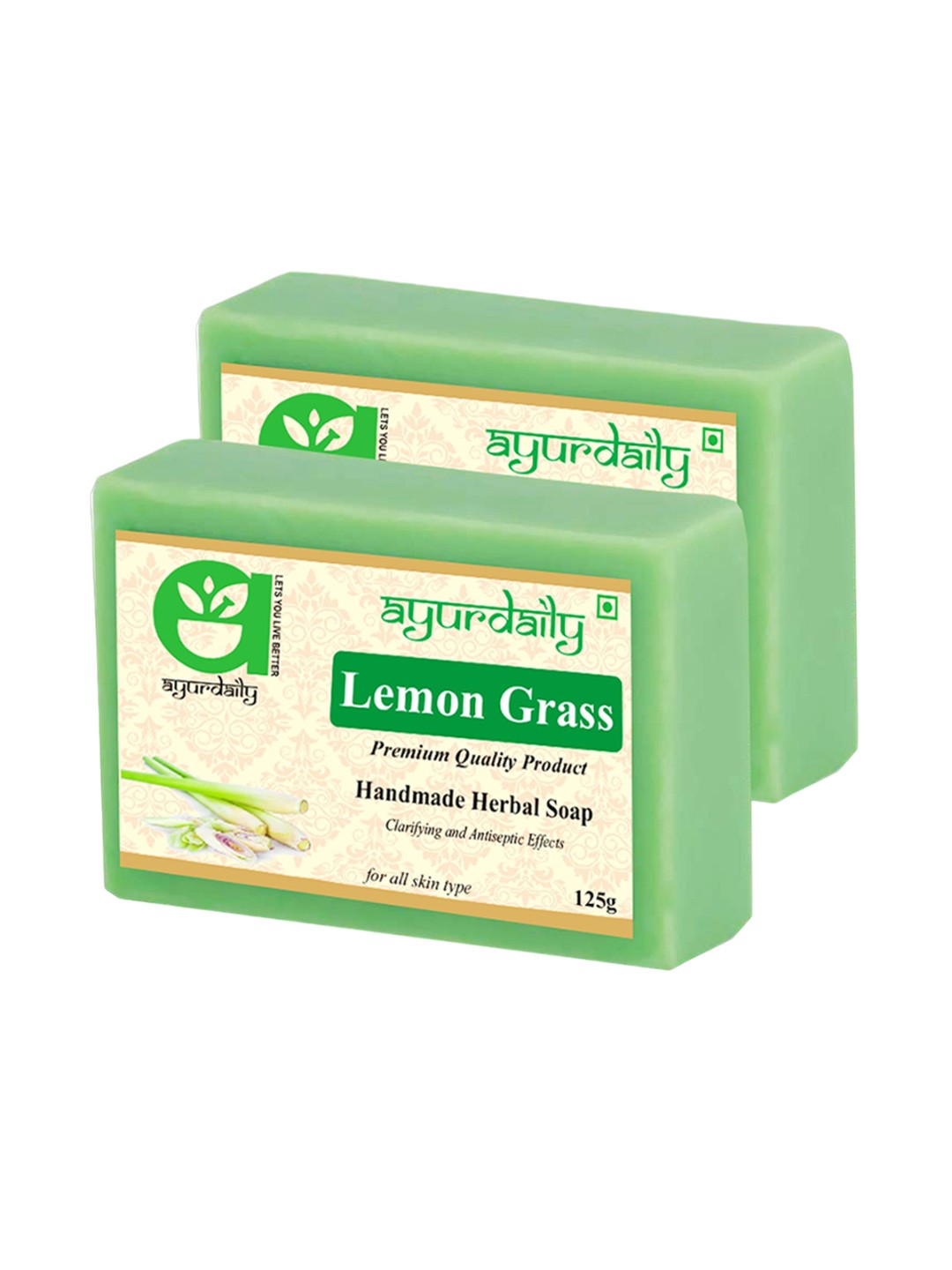 

Ayurdaily Set Of 2 Natural Lemon Grass Bath Soap- 125 g Each, Multi