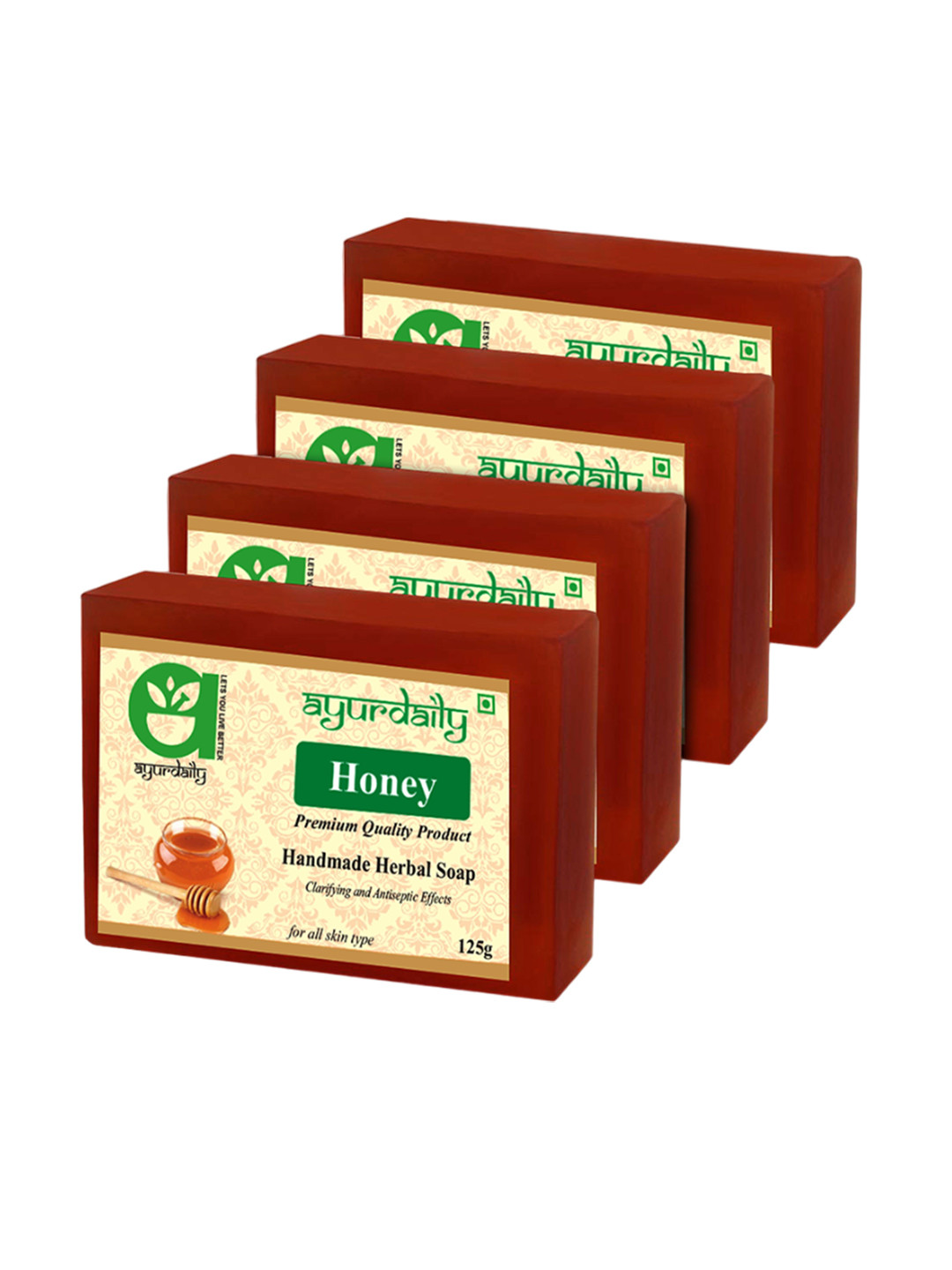 

Ayurdaily Set Of 4 Honey Glycerin Soap- 125 g Each, Multi