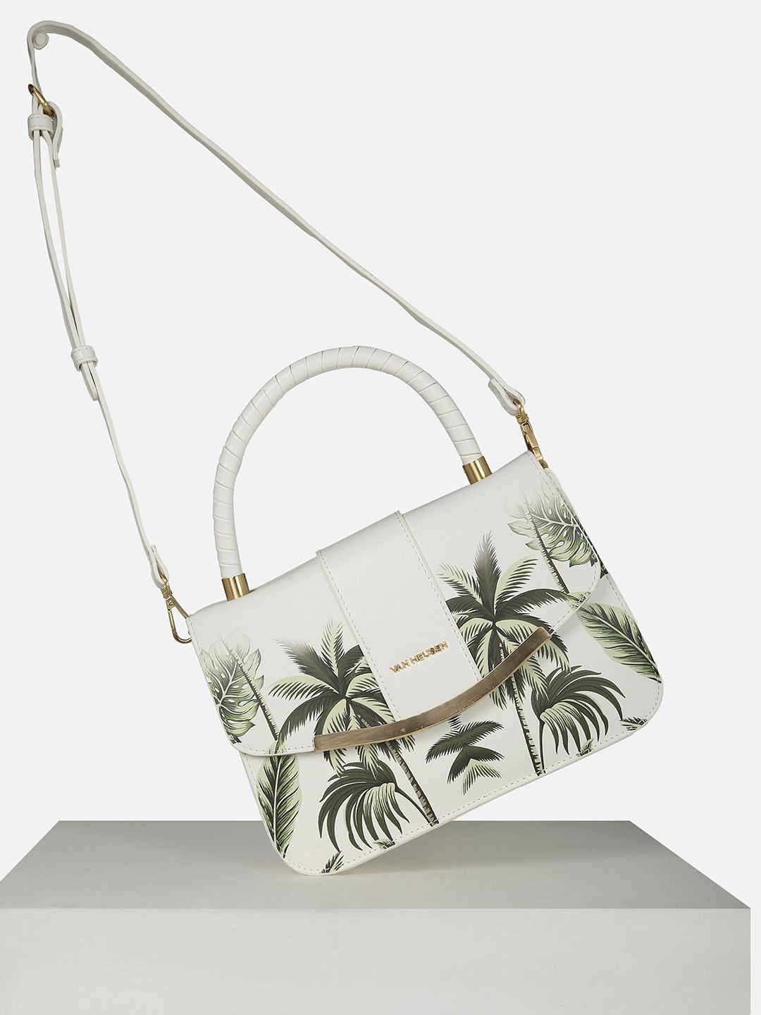 

Van Heusen Woman Floral Printed Structured Satchel Bag, White