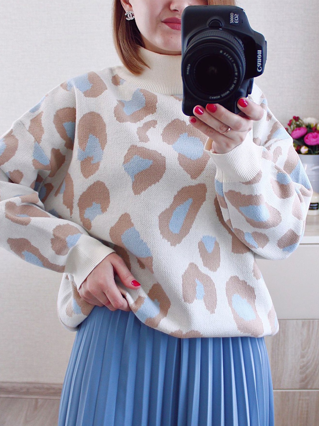 

LULU & SKY Women Printed Pullover Sweater, Blue