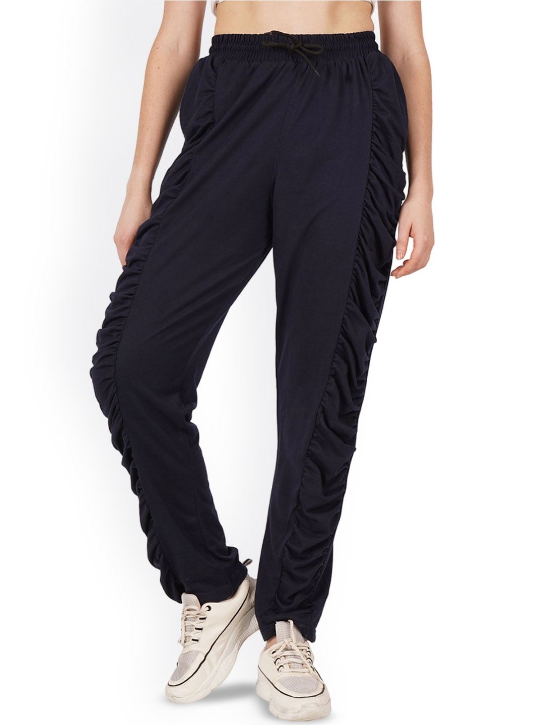 

Fashionable Women Cotton Mid Rise Track Pants, Black