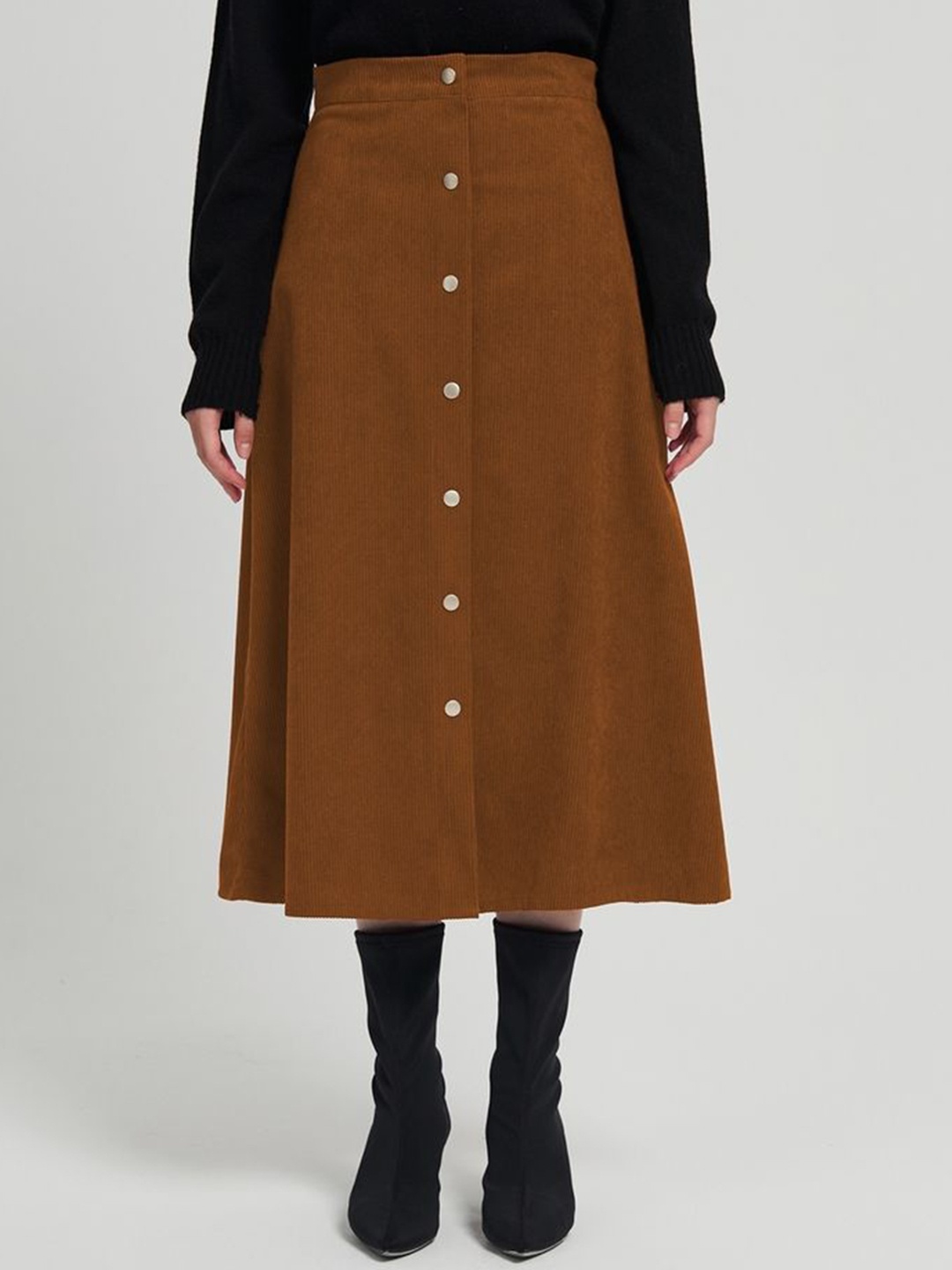 

LULU & SKY Women A-Line Midi Corduroy Skirt, Khaki