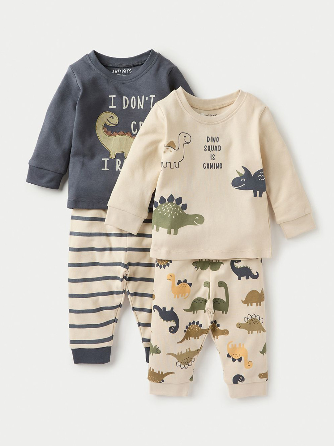 

Juniors by Babyshop Boys Pack Of 2 Printed Night Suits, Beige