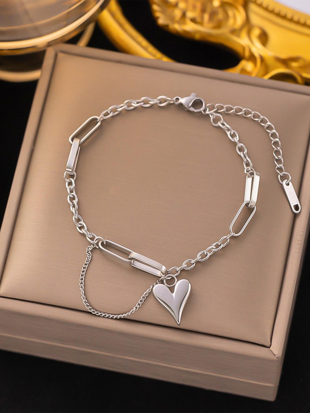 

MYKI Silver-Plated Stainless Steel Charm Bracelet