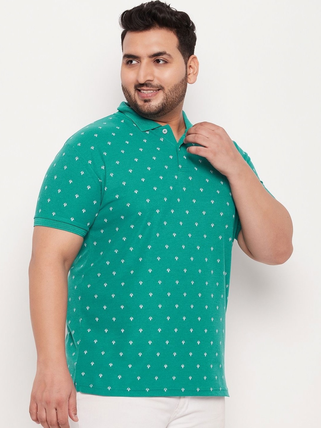 

GET GOLF Men Plus Size Graphic Printed Polo Collar Cotton T-shirt, Green