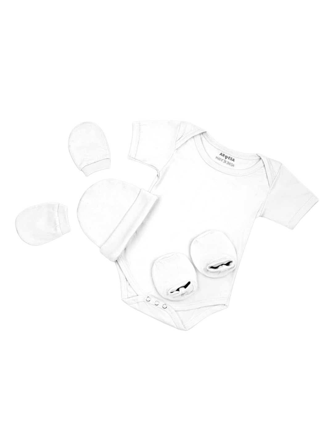 

Arvesa Kids 4-Piece Pure Cotton Baby Apparel Gift Set, White