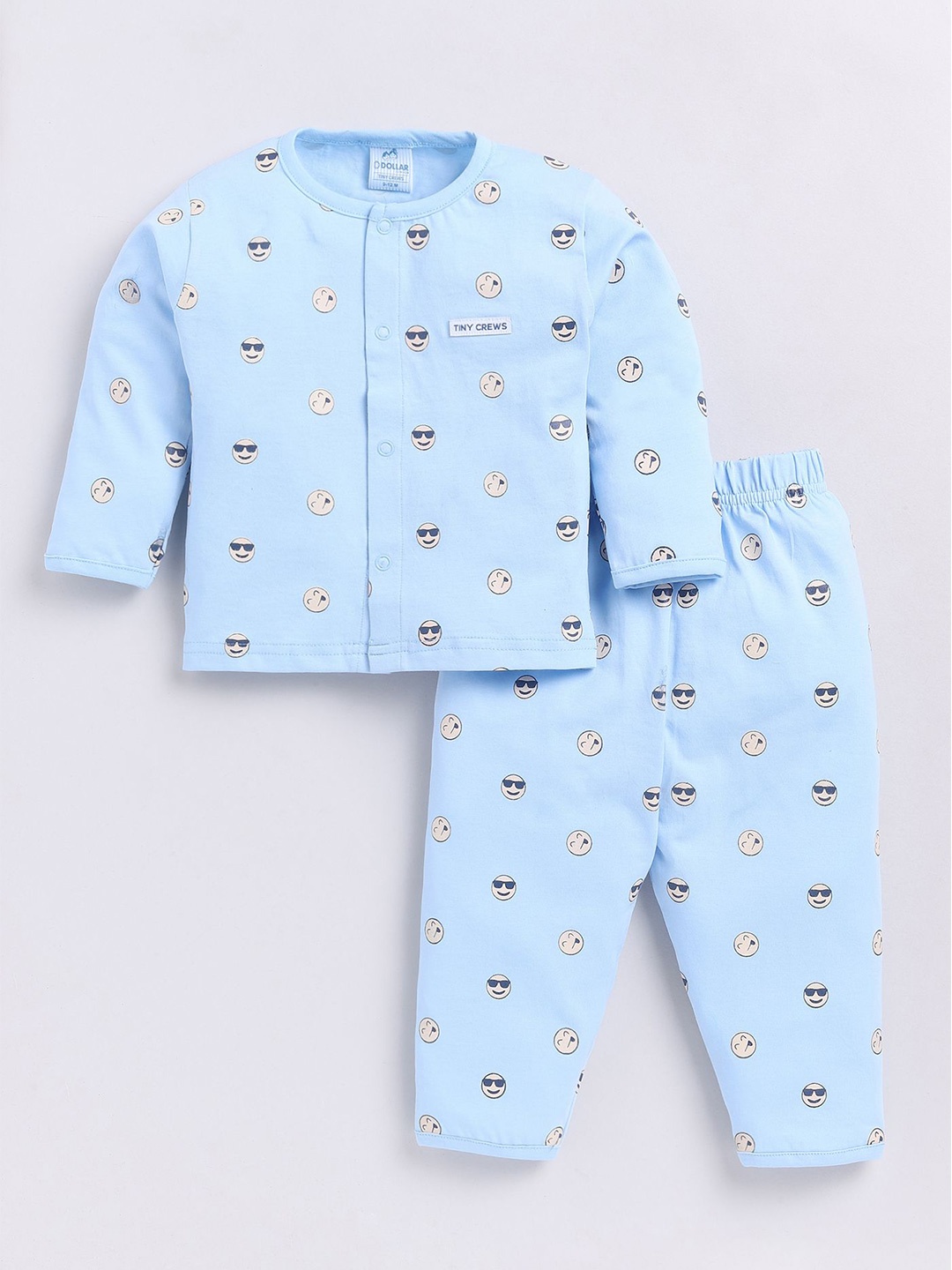 

Dollar Boys Round Neck Printed T-shirt with Trousers, Blue