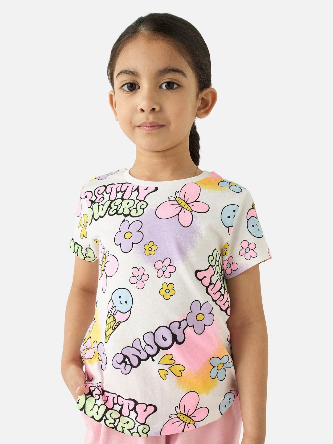

Juniors by Babyshop Girls Graphic Printed Round Neck Cotton T-shirt, White