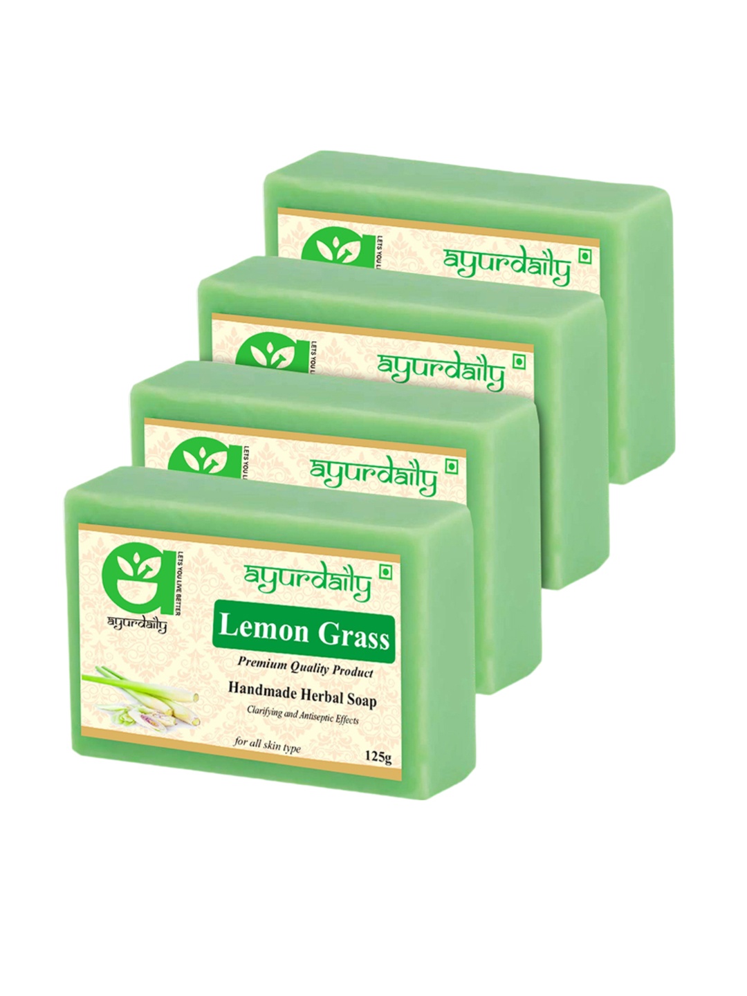 

Ayurdaily Set Of 3 Natural Lemon Grass Soaps - 125 g Each, Multi