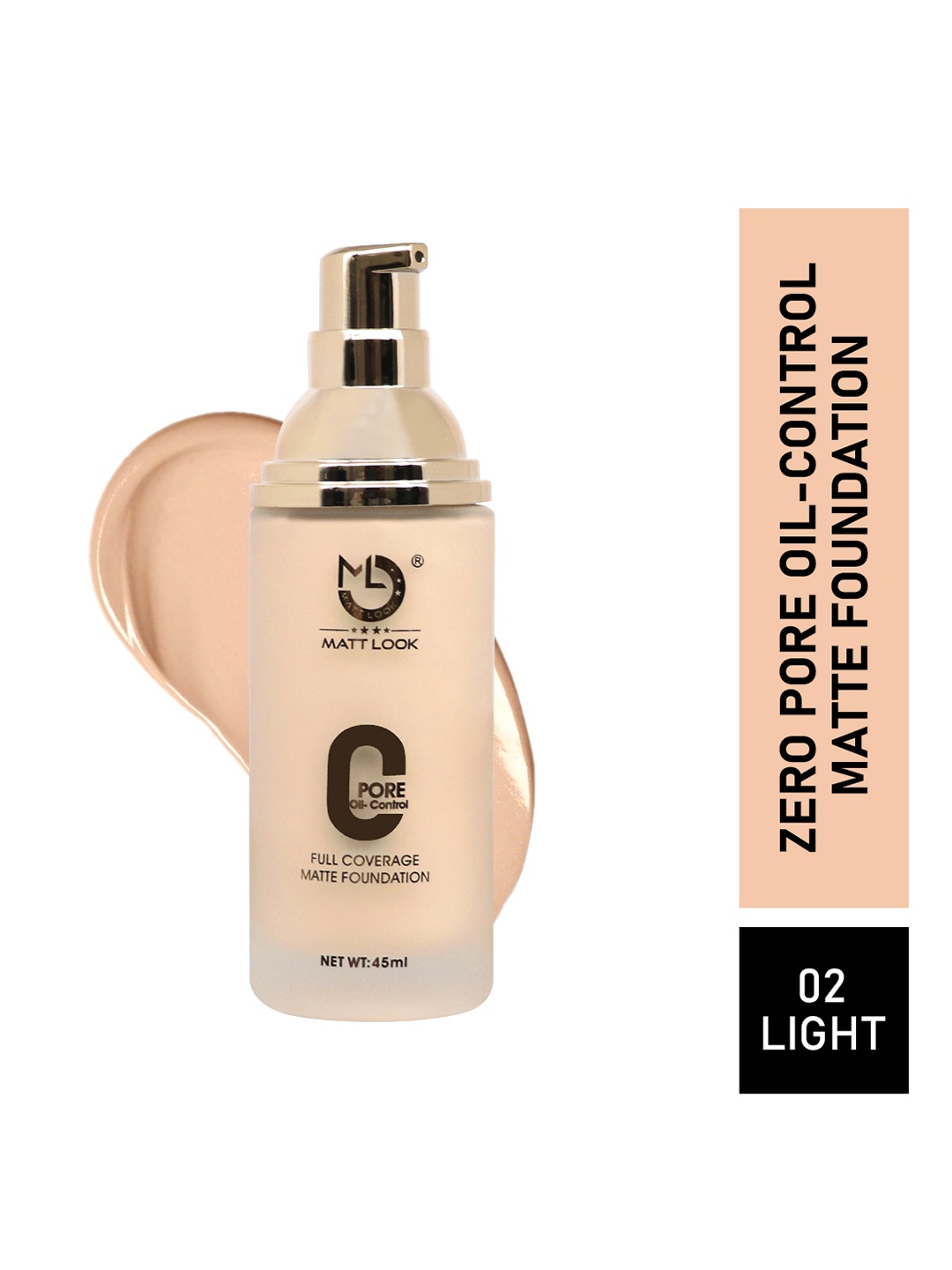 

MATTLOOK Nude Zero Pore Oil Control Full Coverage Matte Foundation - Light 45 Ml
