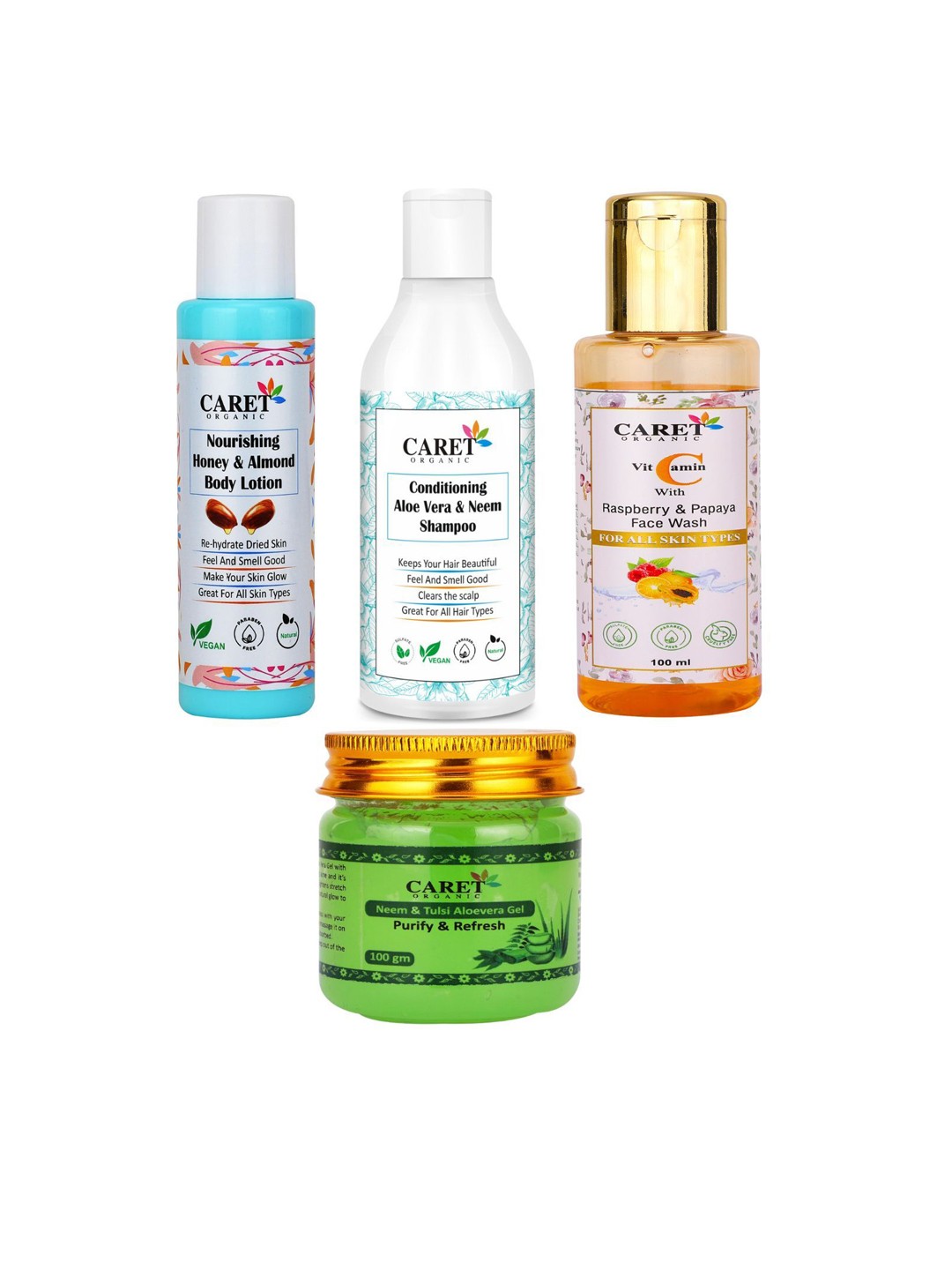 

CARET ORGANIC Set Of 4 Bath and Body Combo, White