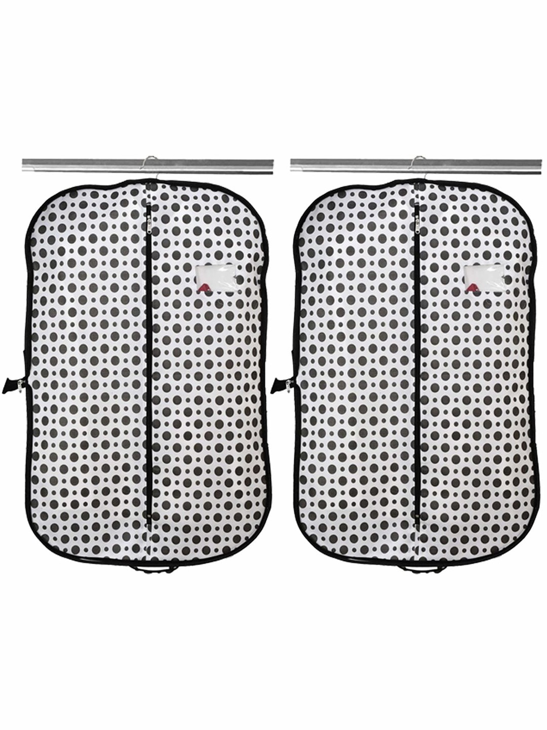 

Kuber Industries Black & White 2 Pieces Polka Dots Printed Suit Organiser