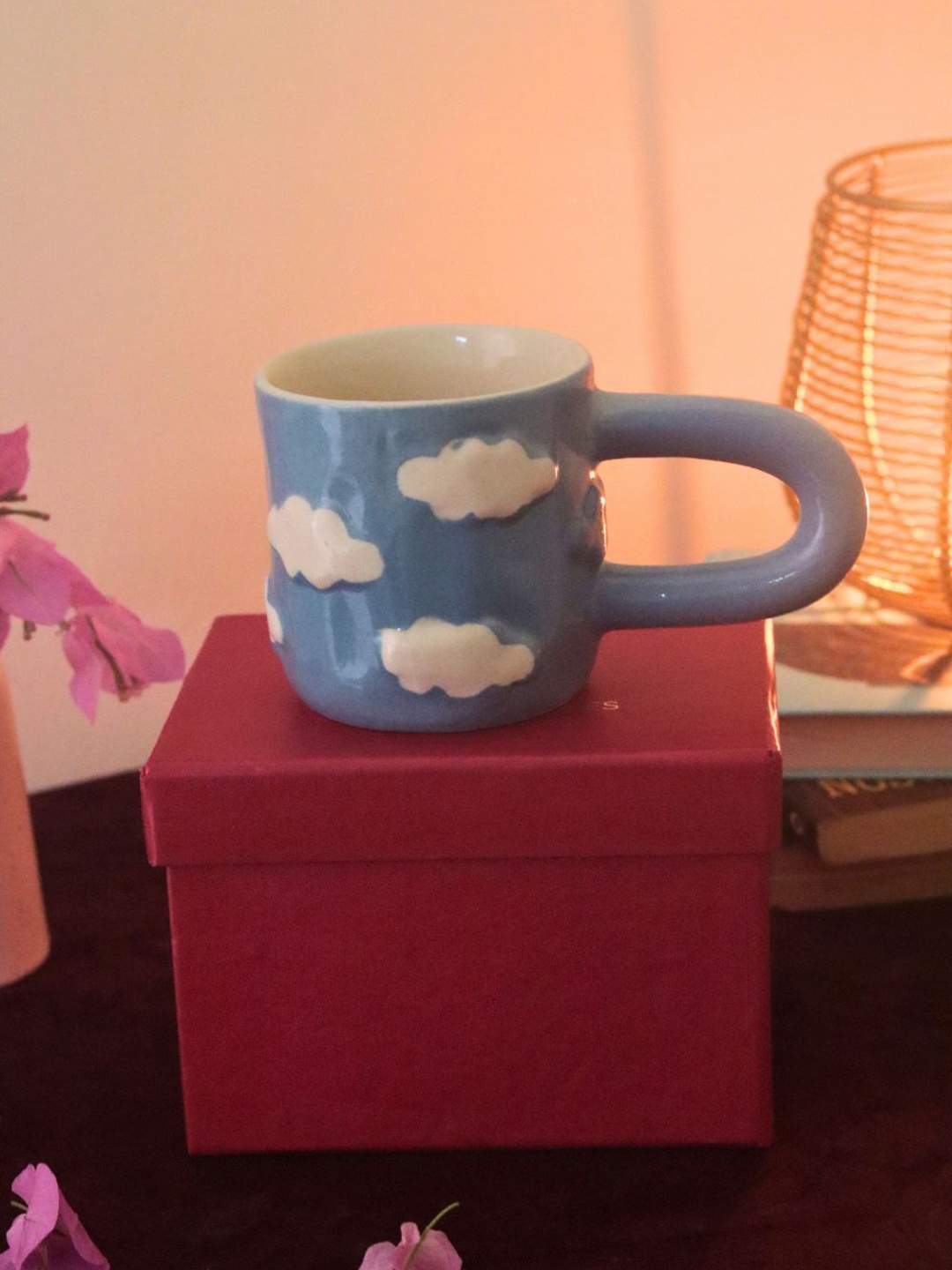 

WEAVING HOMES Blue & White Printed Ceramic Dishwasher Safe Glossy Cup 300ml