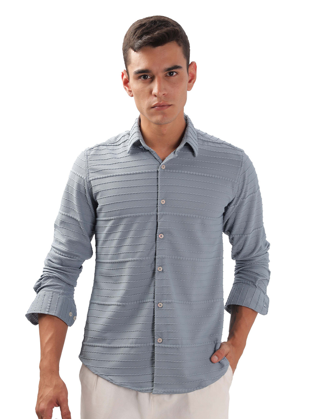 

ilyzly Men Standard Opaque Casual Shirt, Blue