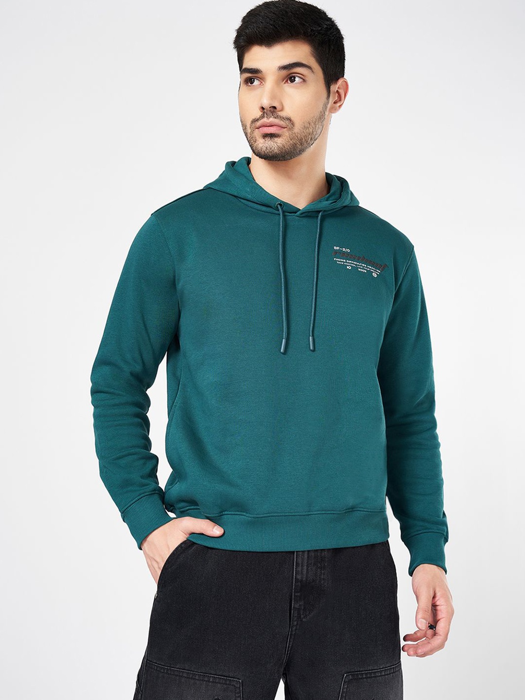 

SF JEANS by Pantaloons Men Hooded Cotton Sweatshirt, Green