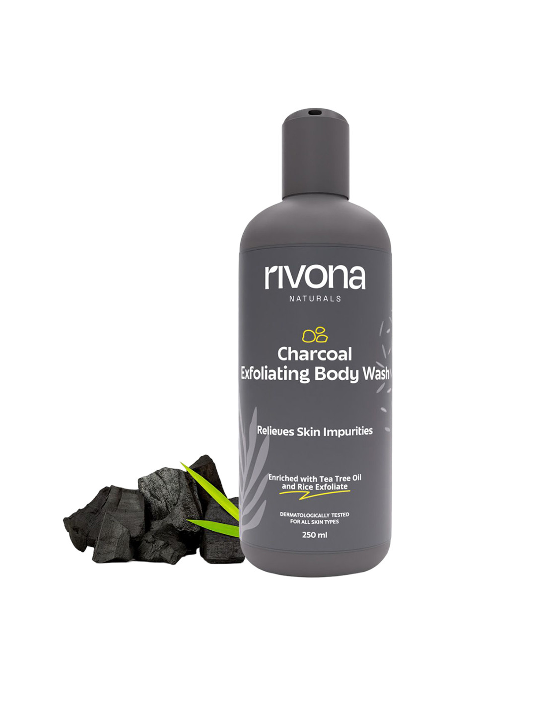 

Rivona Naturals Exfoliating Charcoal Body Wash - 250 ml, Black