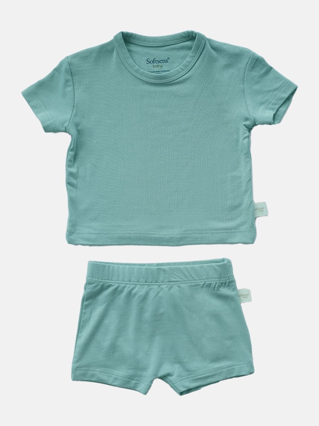 

Softsens Infants Short Sleeves Bamboo T-shirt With Shorts, Teal