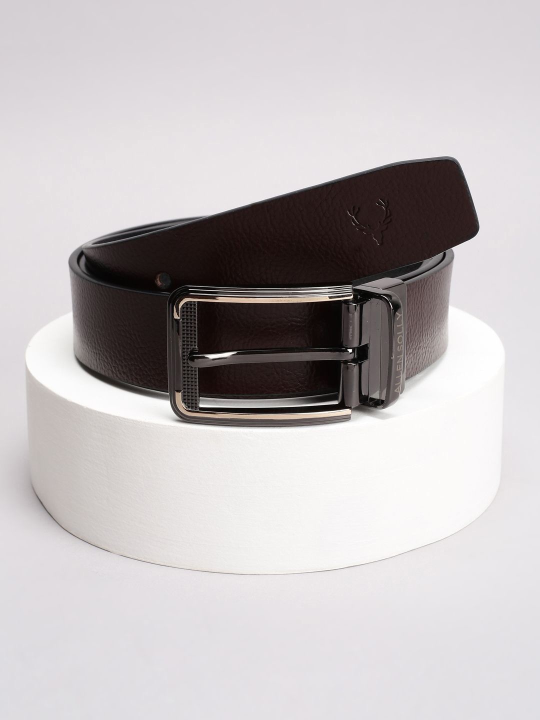 

Allen Solly Men Textured Leather Reversible Formal Belt, Brown