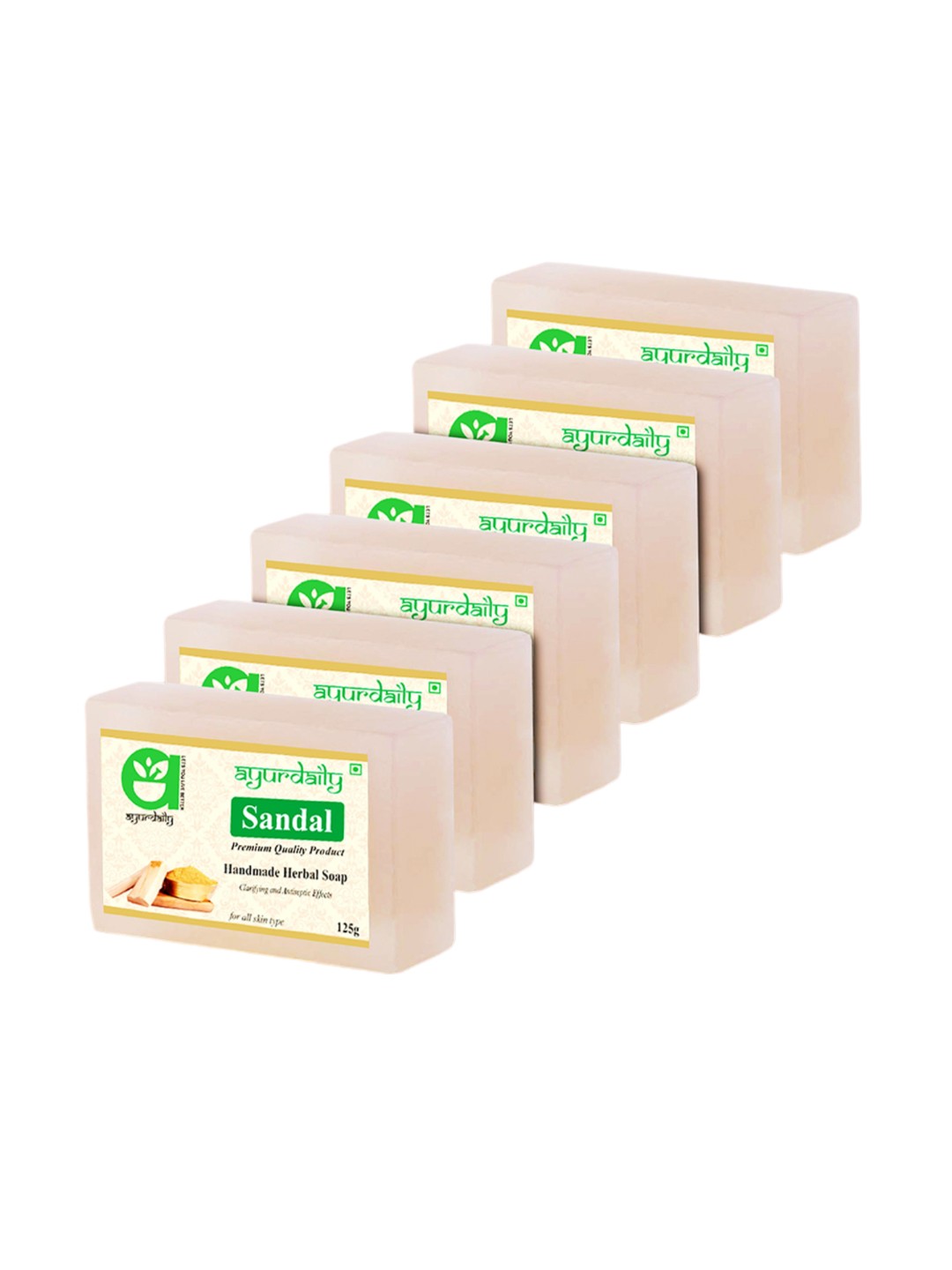 

Ayurdaily Set Of 6 Natural Sandal Pure Glycerin Bath Soap - 125 g Each, White