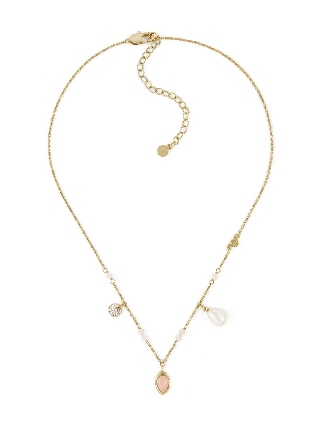 

Emporio Armani Cubic Zirconia Studded Brass Necklace, Gold