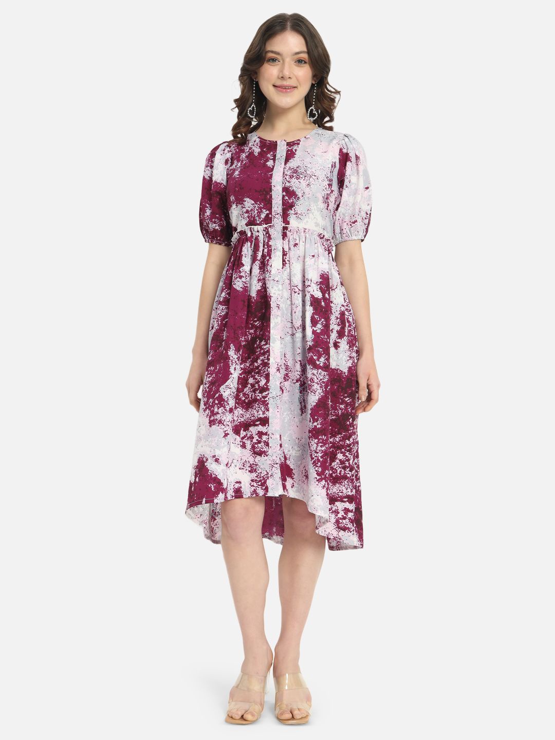 

BAESD Women Tie and Dye Printed A-Line Dress, Purple