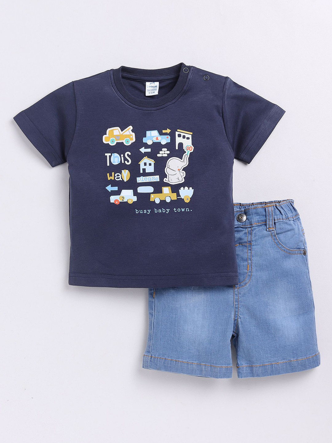 

Dollar Boys Round Neck Printed T-shirt with Shorts, Blue