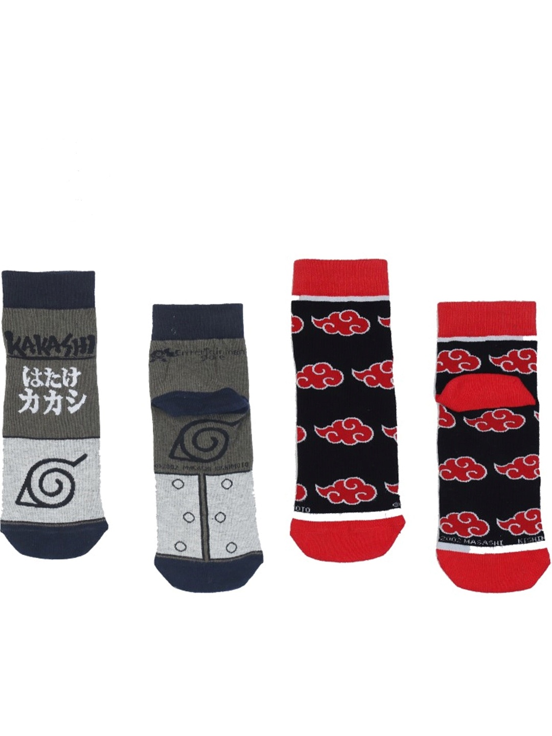 

Entertainment Store Set of 2 Naruto Akatsuki And Kakakashi Ankle Length Socks, Red