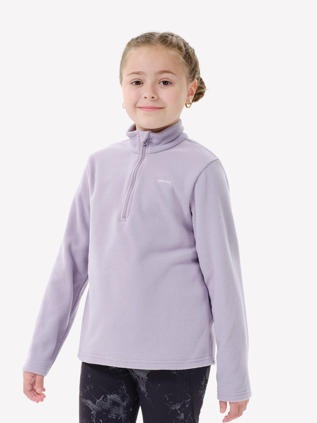 

Quechua By Decathlon Girls Mock Collar Long Sleeves Sweaters, Purple