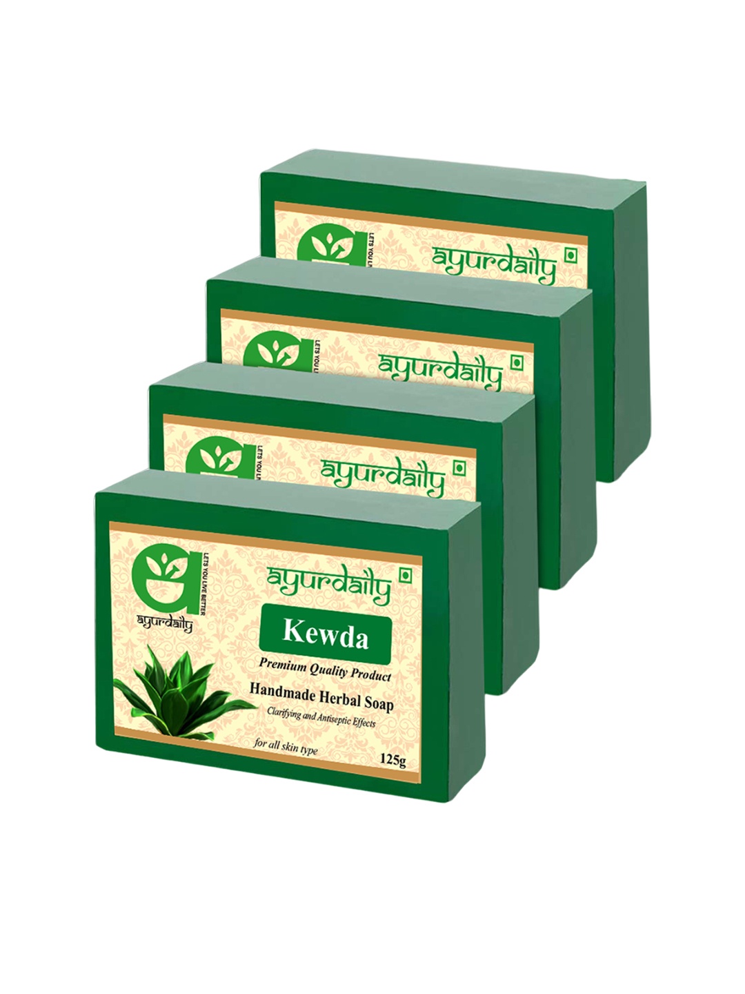 

Ayurdaily Set Of 3 Herbal Kewda Soaps - 125 g Each, Green