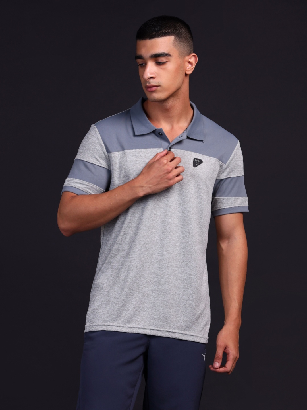 

Technosport Men Polo Collar Anti Static Slim Fit T-shirt, Grey