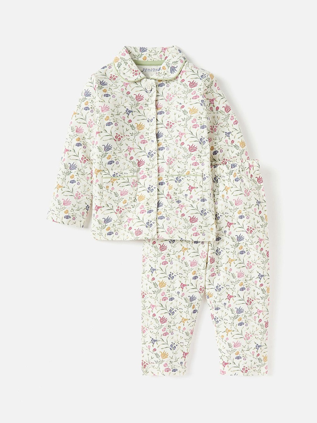 

Juniors by Babyshop Girls Printed Pure Cotton Nightsuits, Cream