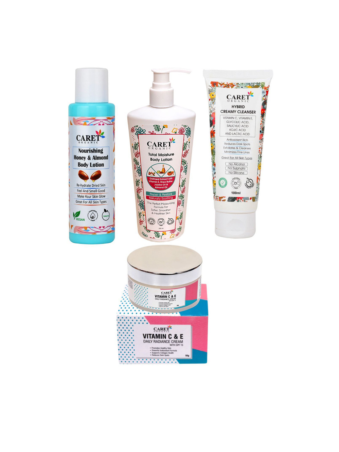 

CARET ORGANIC Set Of 4 Skin Care Combo, White