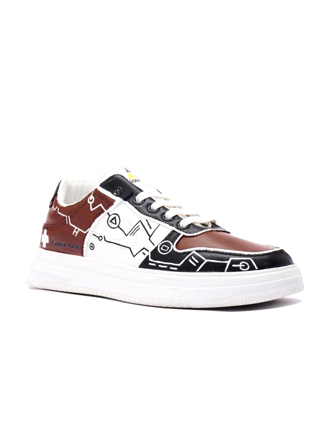 

Colour Kicks Men AGI Brown Handpainted Lace-Ups Sneakers