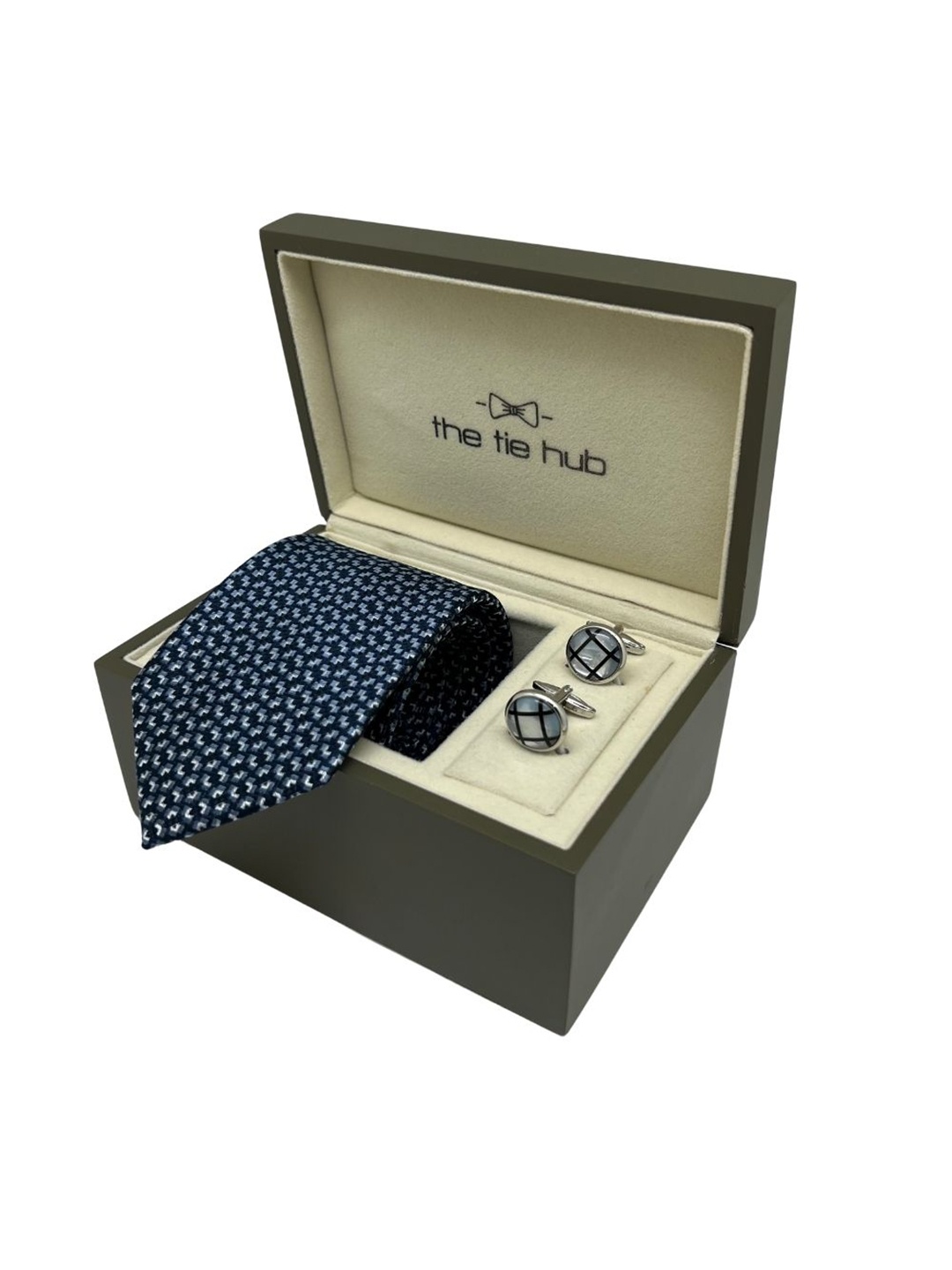 

The Tie Hub Men Neck Tie & Cufflinks Accessory Gift Set, Navy blue