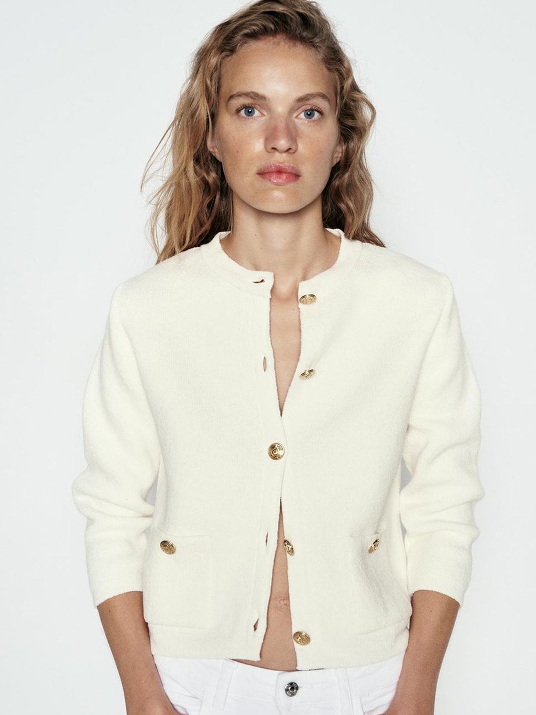 

LULU & SKY Women Crop Cardigan, Off white