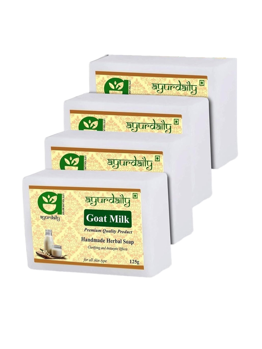 

Ayurdaily Set Of 4 Natural Goat Milk Soap- 125 g Each, White