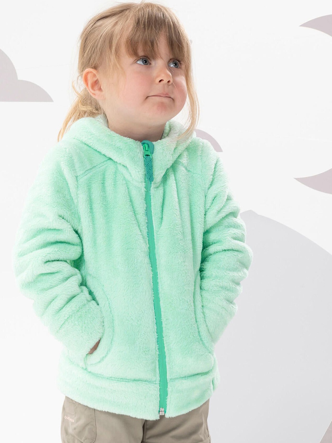

Quechua By Decathlon Girls Hooded Solid Sports Parka Jacket, Green